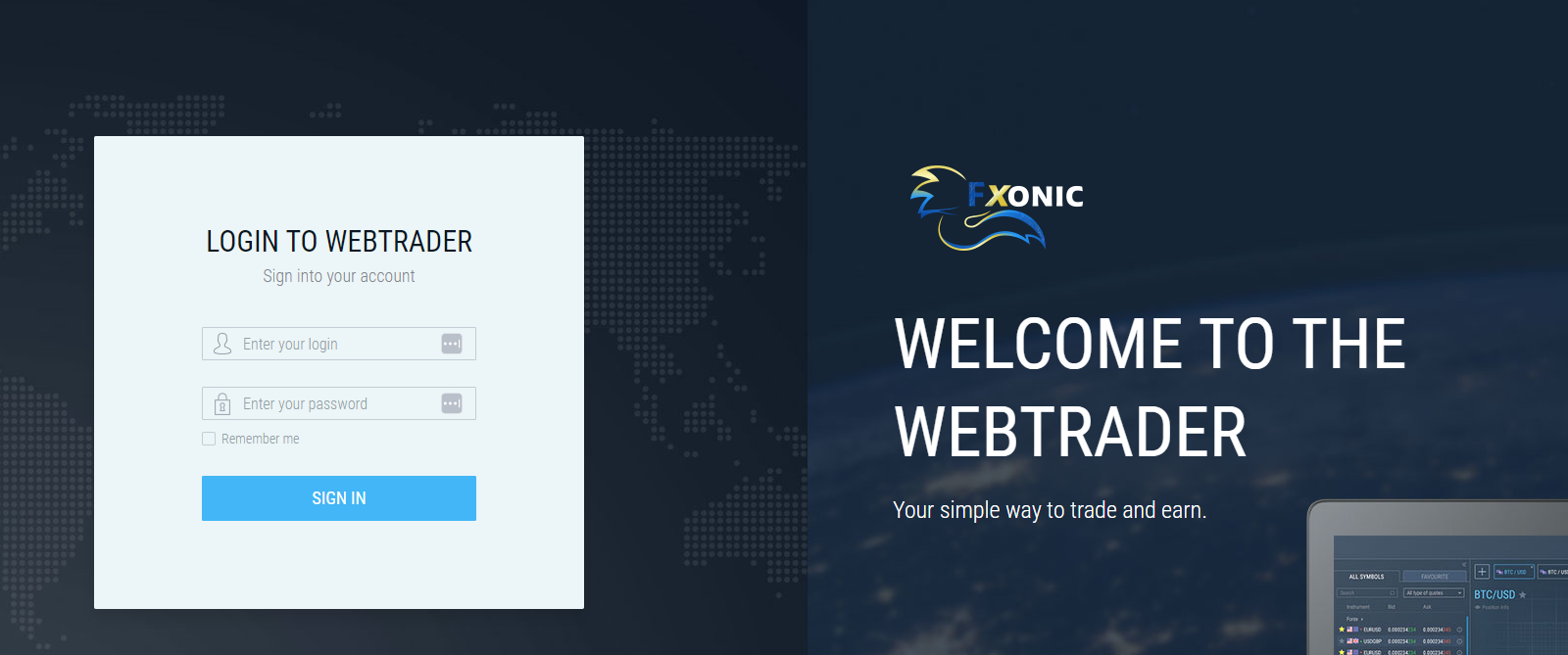Fxonic WebTrader