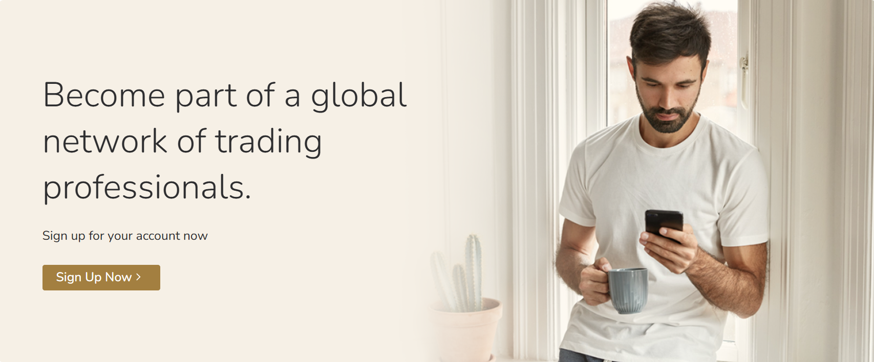 GCW-Management account section inviting users to become part of a global community of trading professionals