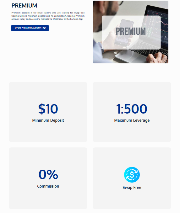Fortuno Markets spreads and commission conditions